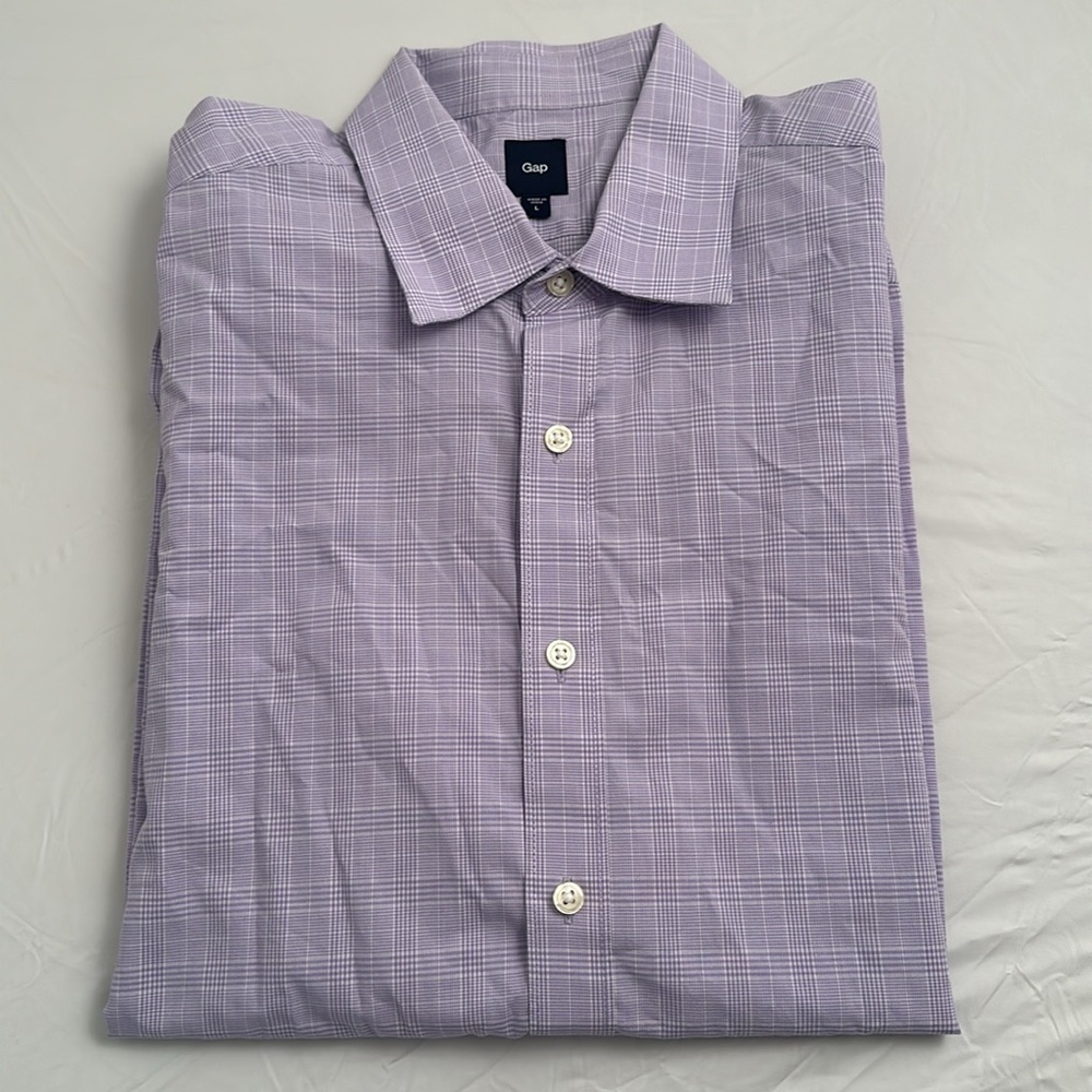 Gap purple and white lightweight windowpane pattern dress shirt